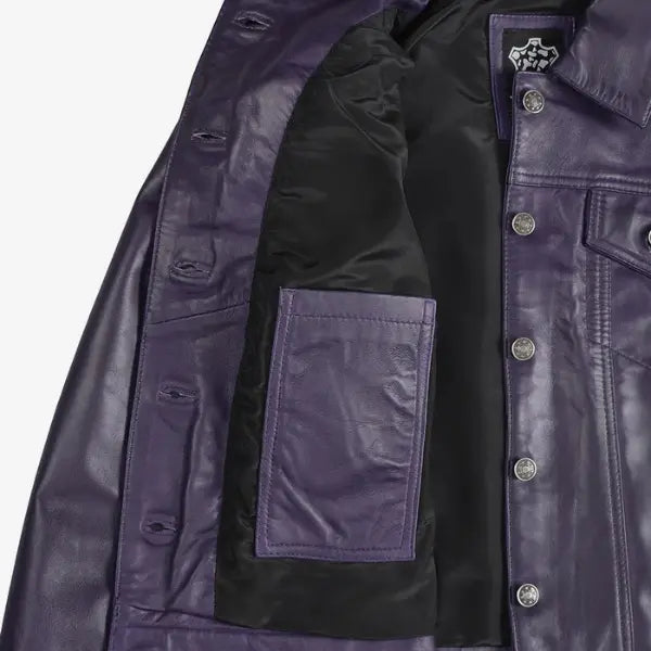 Sowachi Violetta - Women's Purple Leather Trucker Jacket