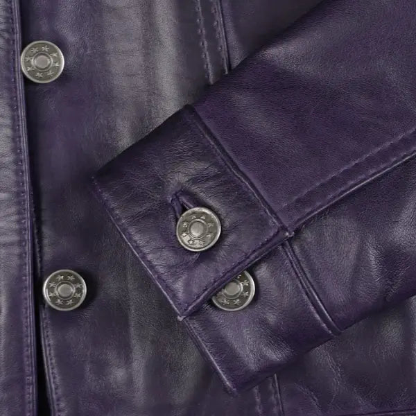 Sowachi Violetta - Women's Purple Leather Trucker Jacket