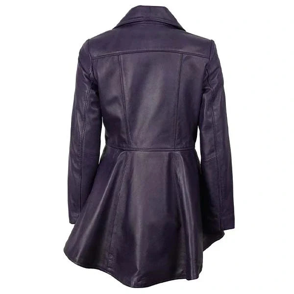 Sowachi Mirelle - Women's Purple Peplum Motorcycle Leather Jacket