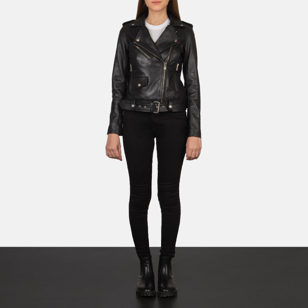 Sowachi Alison Black Leather Biker Jacket