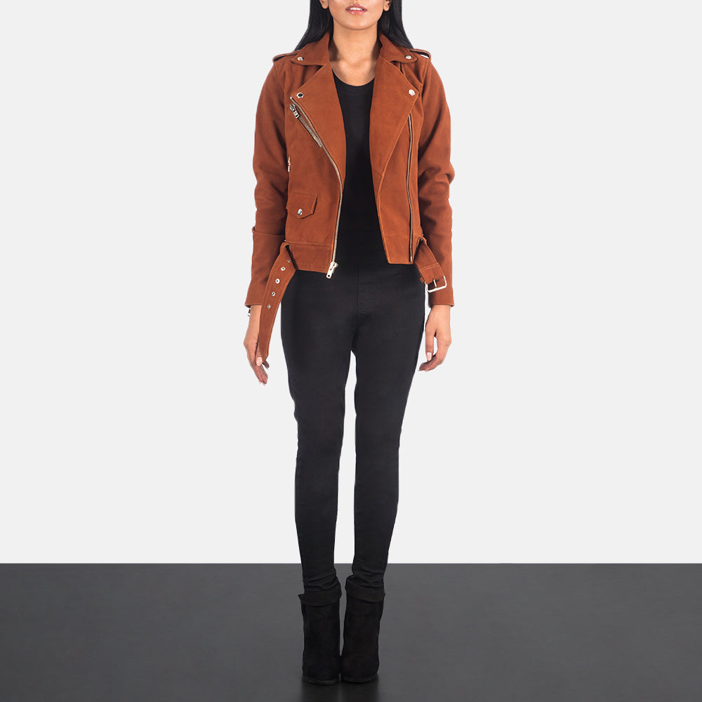 Sowachi Alison Brown Suede Biker Jacket
