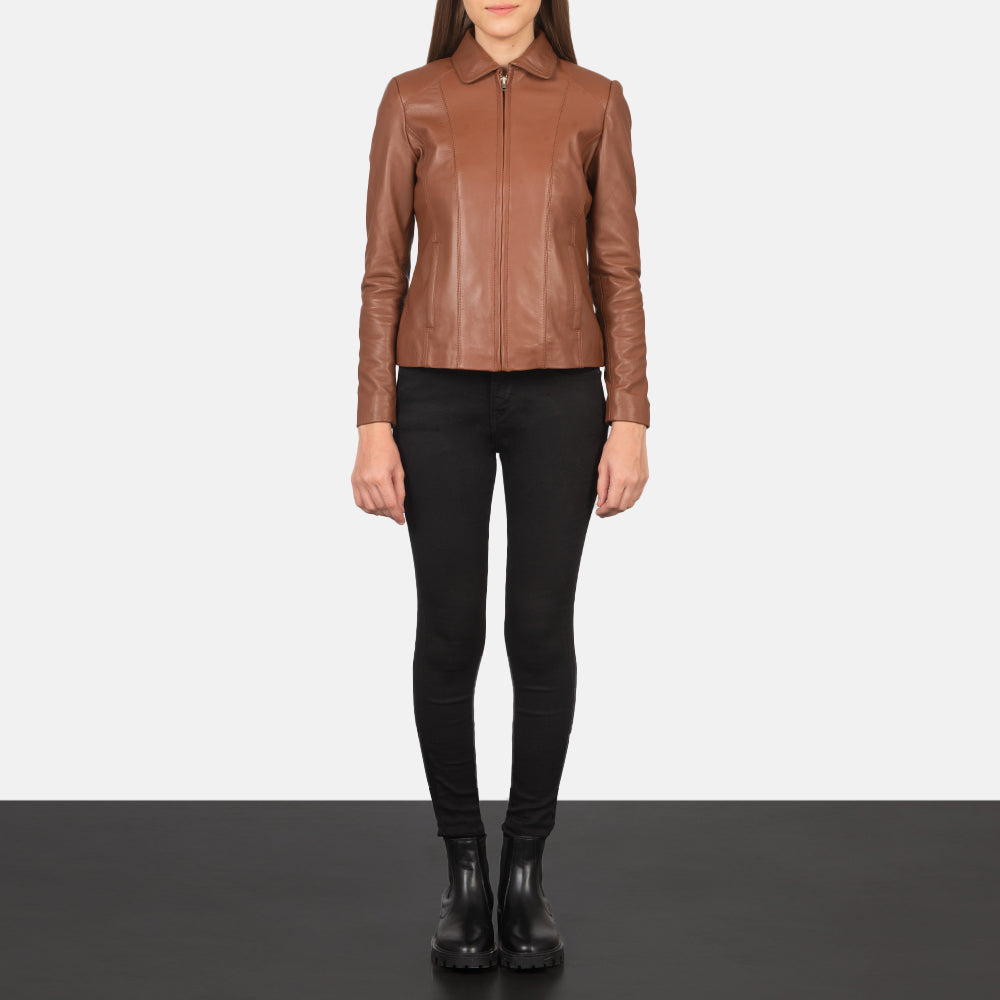 Sowachi Colette Brown Leather Jacket