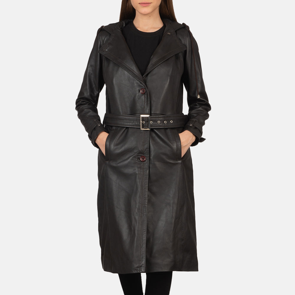 Sowachi Fixon Hooded Brown Trench Coat