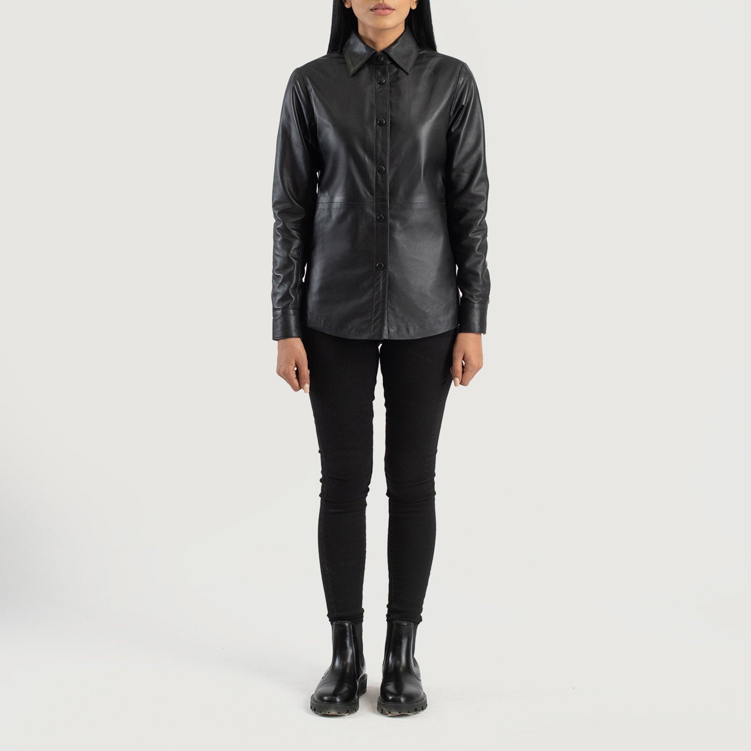 Sowachi Zenith Black Leather Shirt Jacket