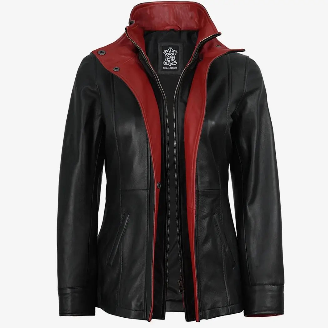 Sowachi Black Real Lambskin Leather Jacket For Women
