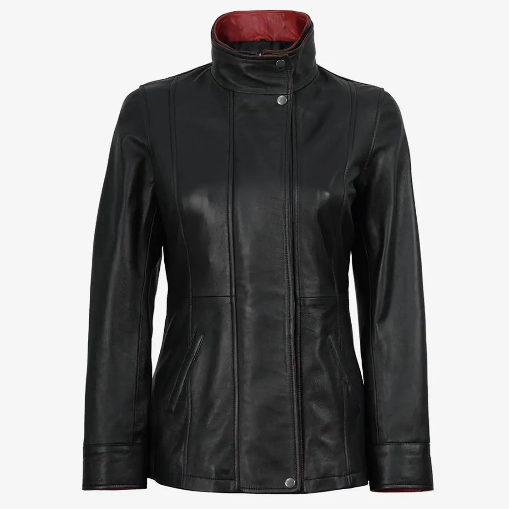 Sowachi Black Real Lambskin Leather Jacket For Women