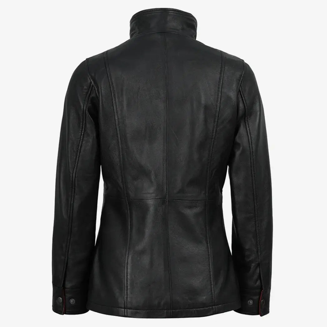 Sowachi Black Real Lambskin Leather Jacket For Women