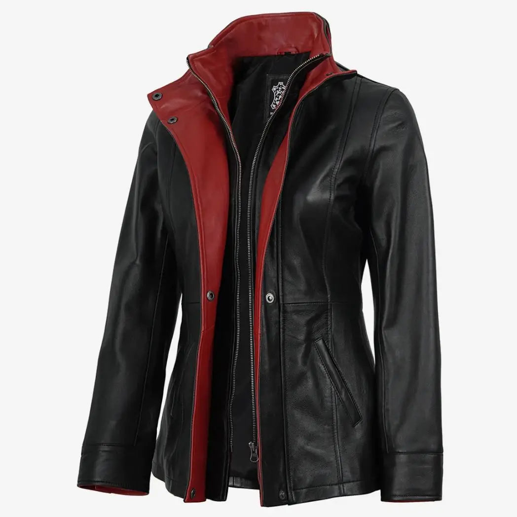 Sowachi Black Real Lambskin Leather Jacket For Women
