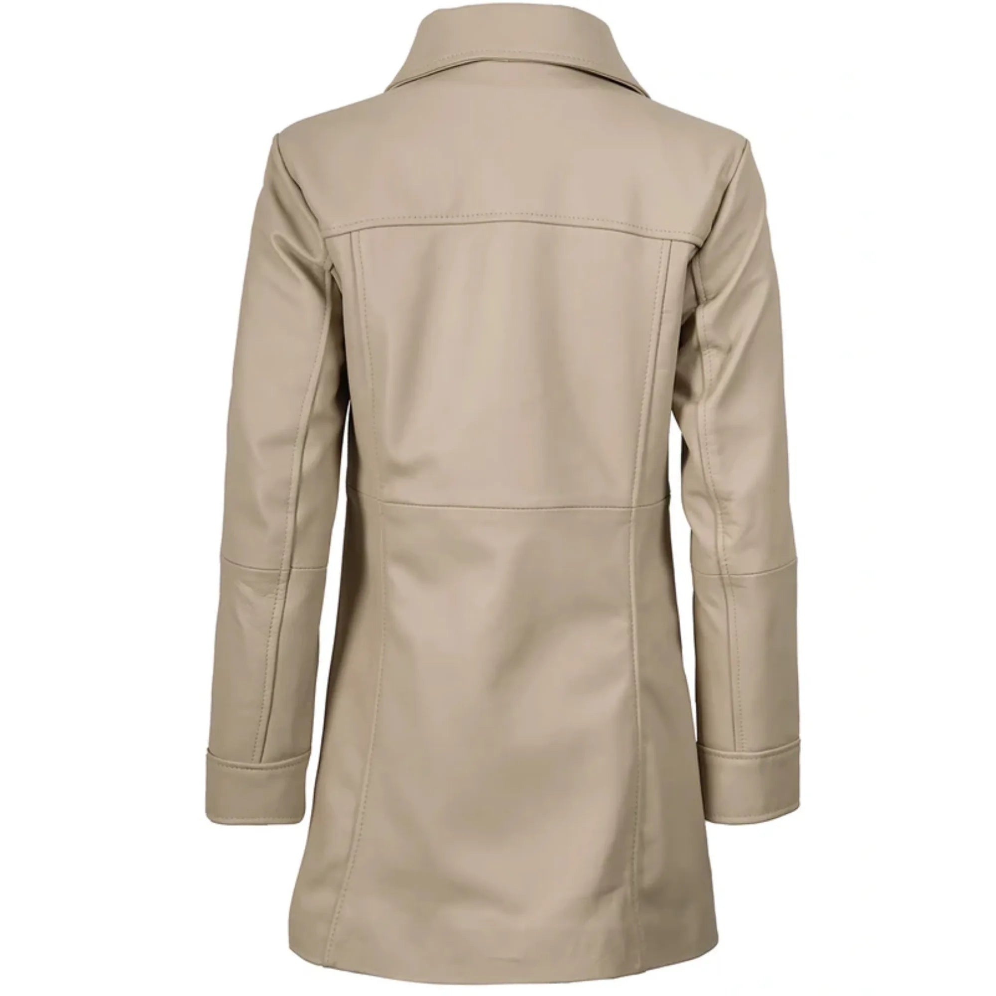 Sowachi Kandis - Women's Beige 3/4 Length Leather Car Coat