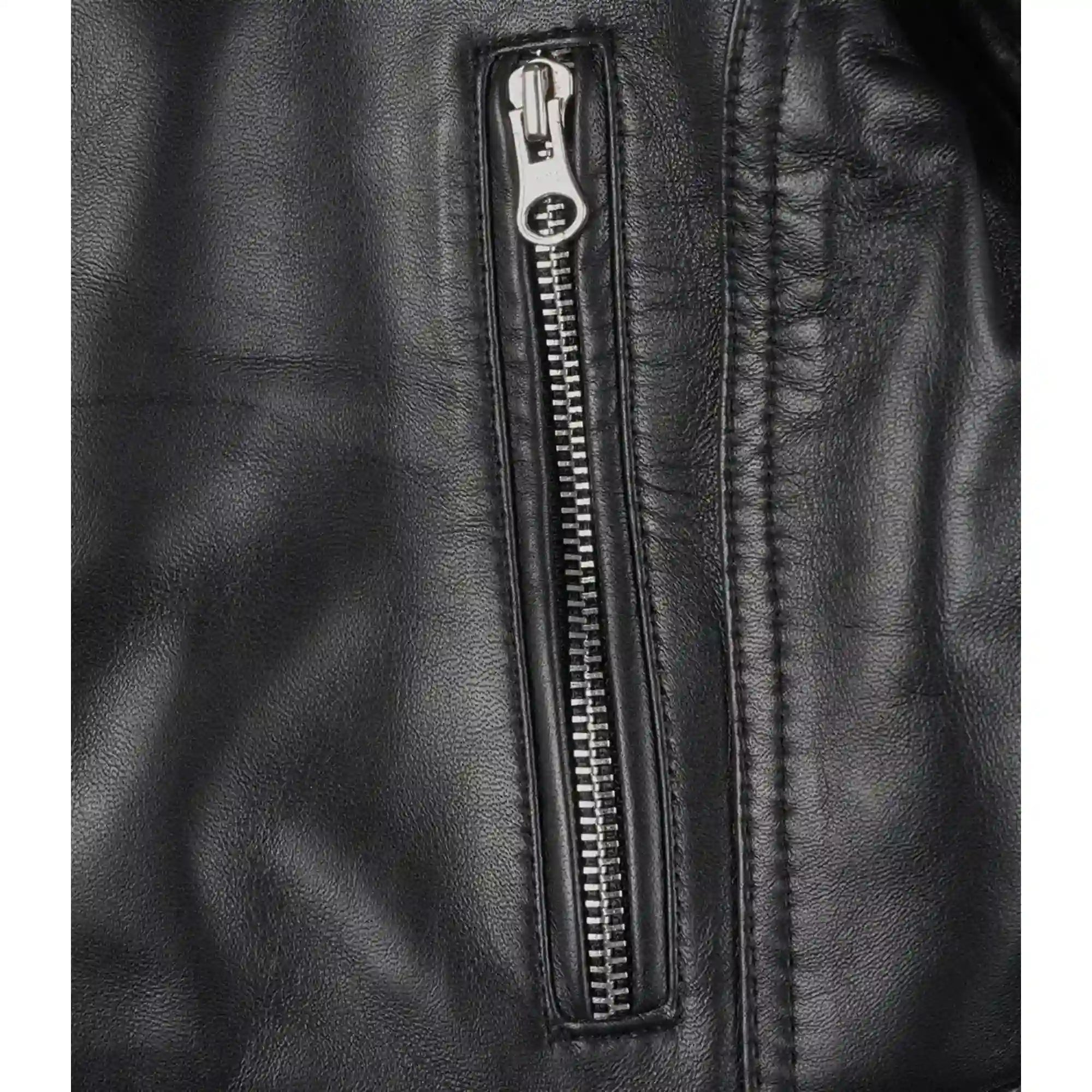 Sowachi Women's Black Cropped Biker Style Sheepskin Leather Jacket