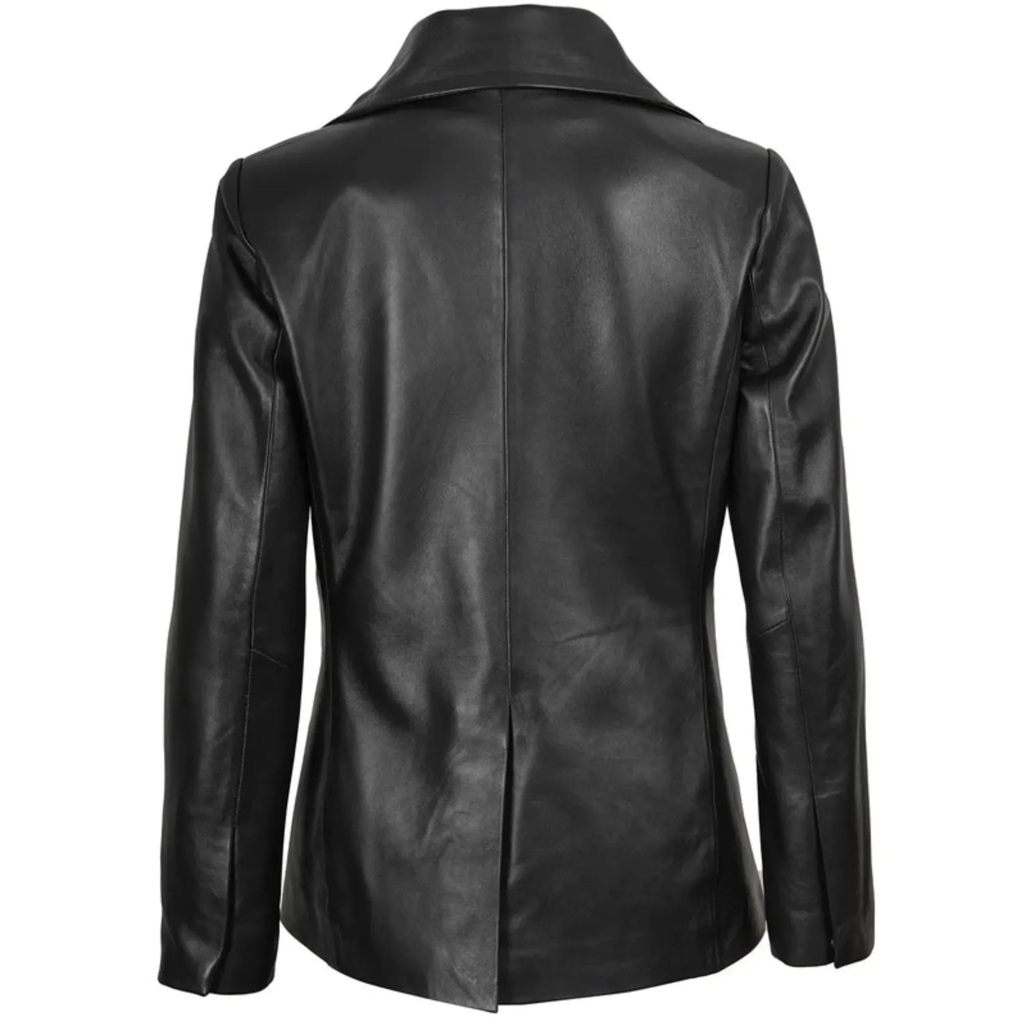 Sowachi Velmora - Women's Black Double - Breasted Leather Blazer