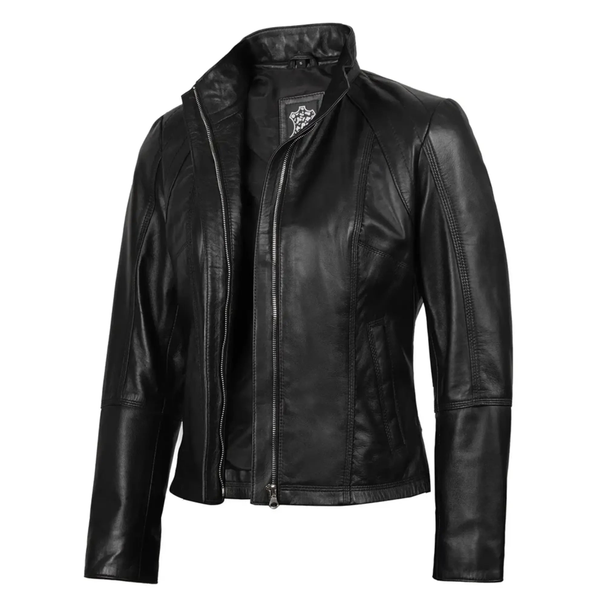 Sowachi Acerra - Women's Black Leather Biker Jacket