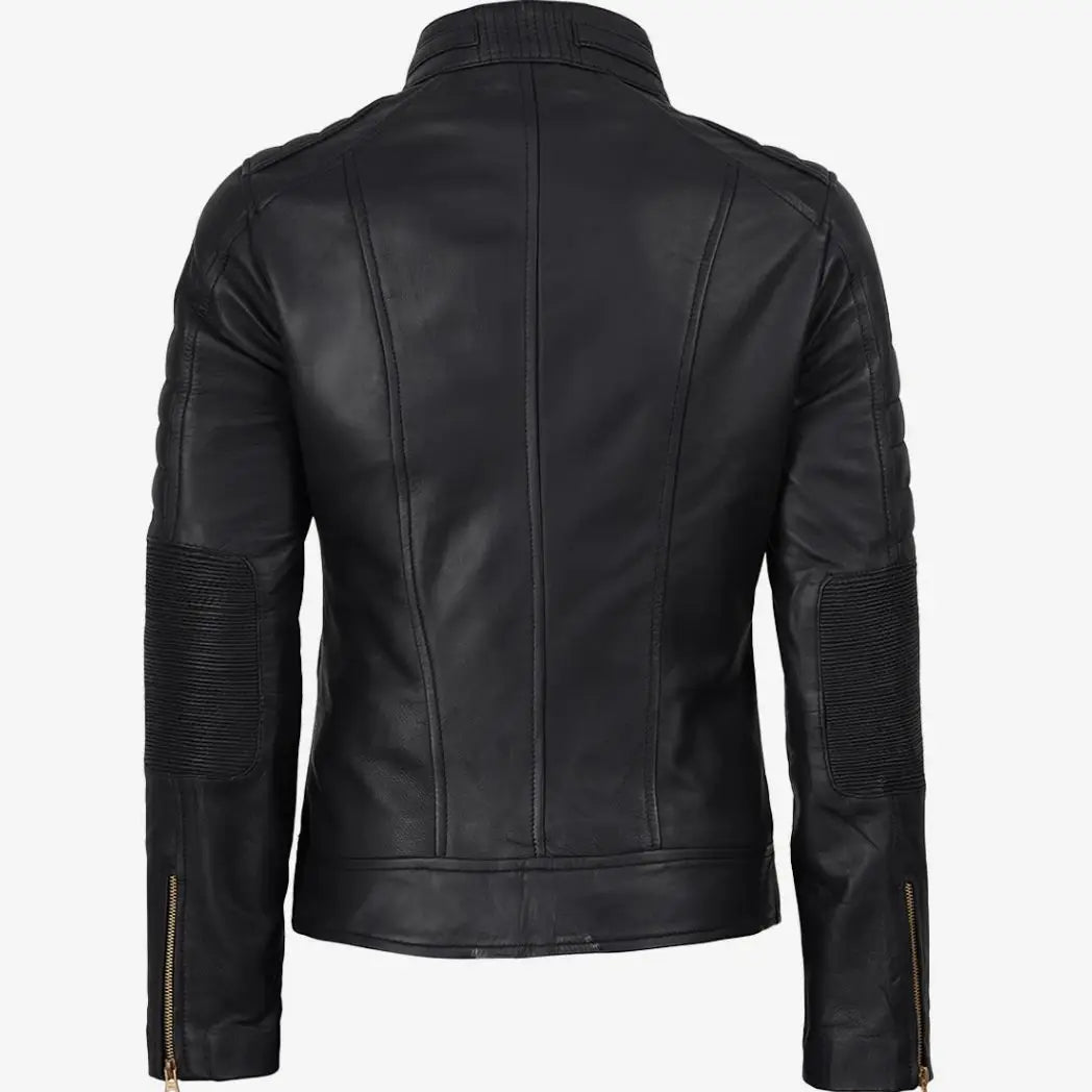 Sowachi Women's Black Leather Real Lambskin Leather Jacket