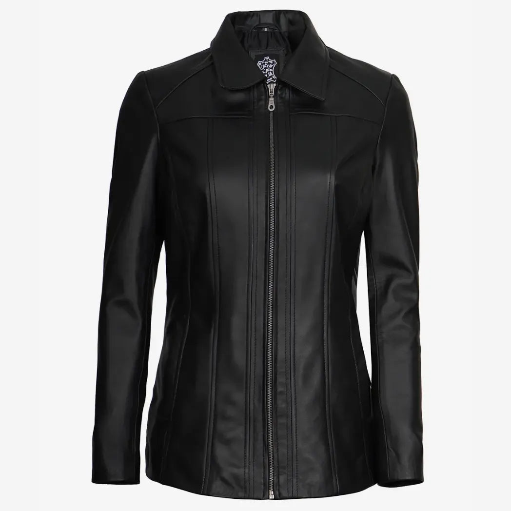 Sowachi Women's Black Real Lambskin Leather Car Coat