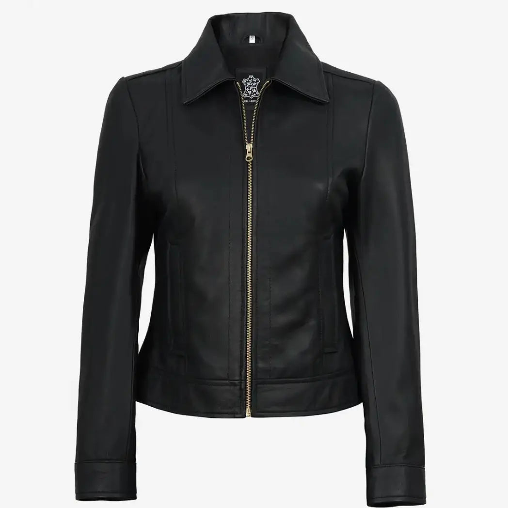 Sowachi Women's Black Real Lambskin Leather Jacket