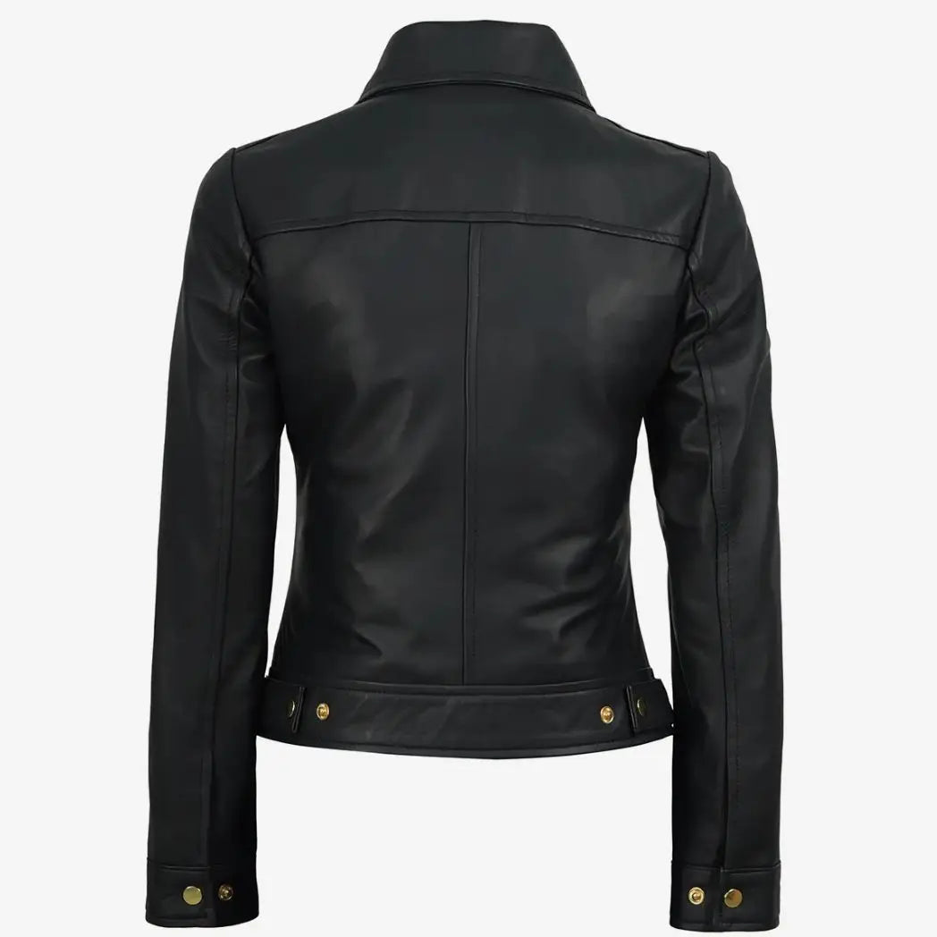 Sowachi Women's Black Real Lambskin Leather Jacket