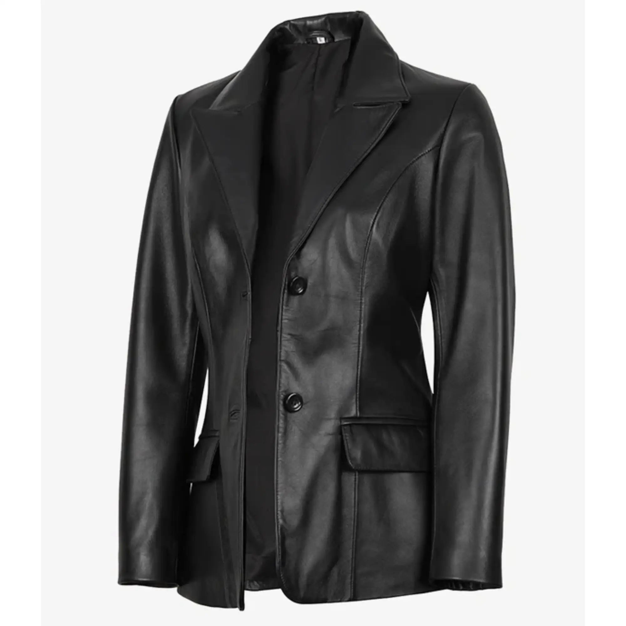 Sowachi Velisse - Women's Black Two Button Sheepskin Leather Blazer