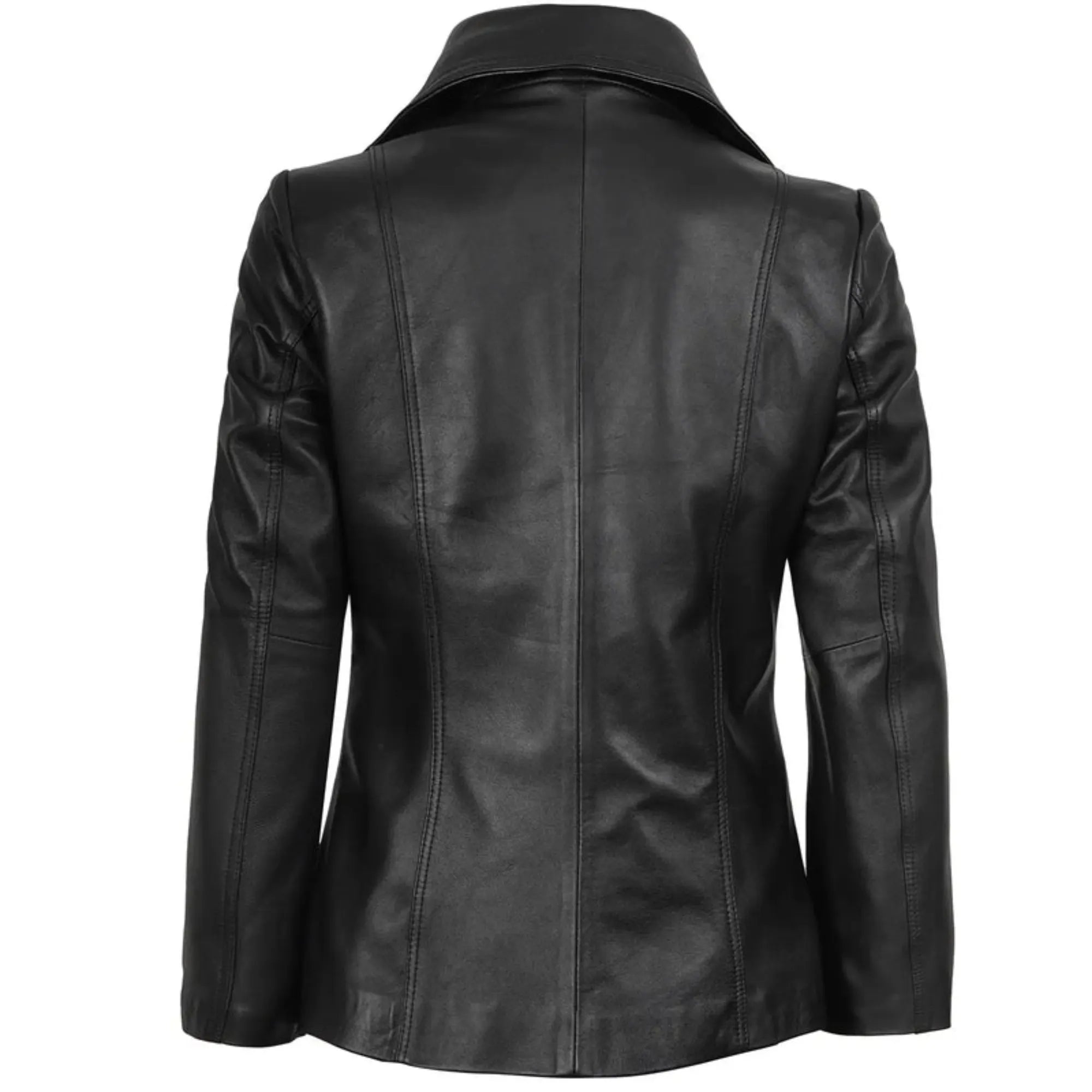 Sowachi Velisse - Women's Black Two Button Leather Blazer