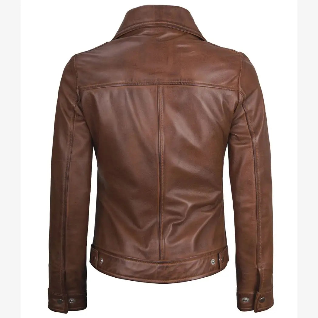 Women's  Cognac Real Lambskin Leather Jacket