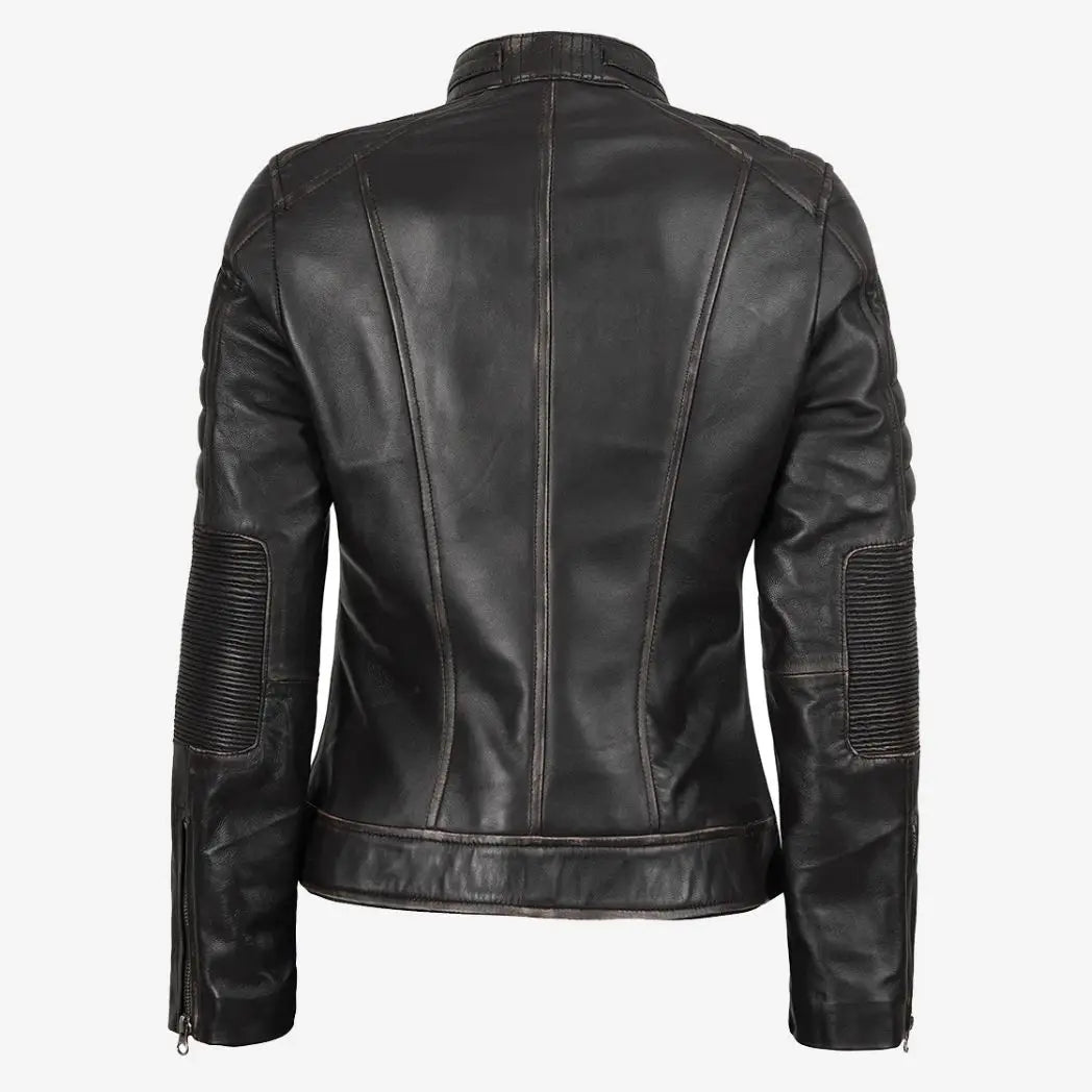 Sowachi Women's Distressed Brown Real Lambskin Leather Jacket
