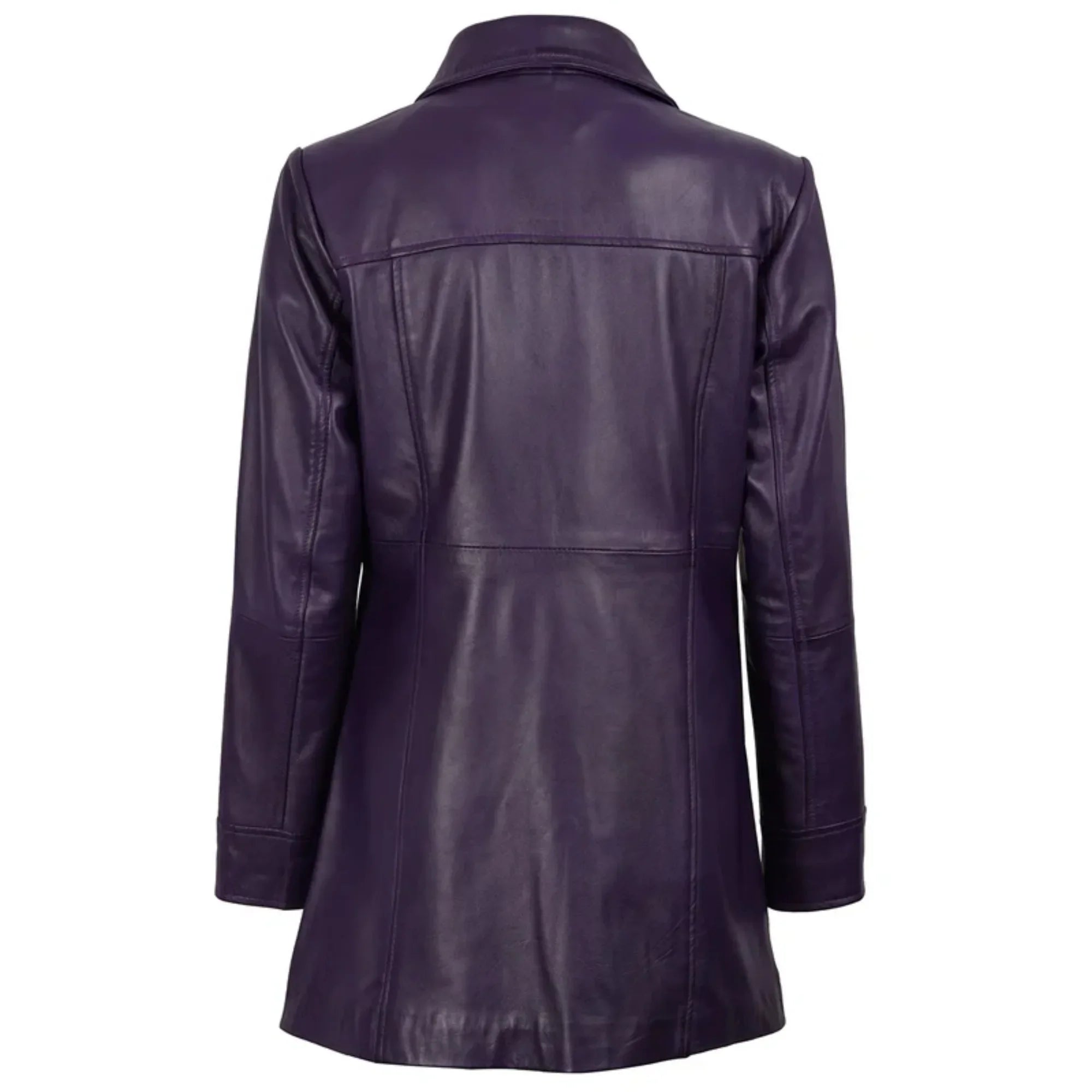 Sowachi Seravelle - Women's Leather Purple 3/4 Length Leather Car Coat