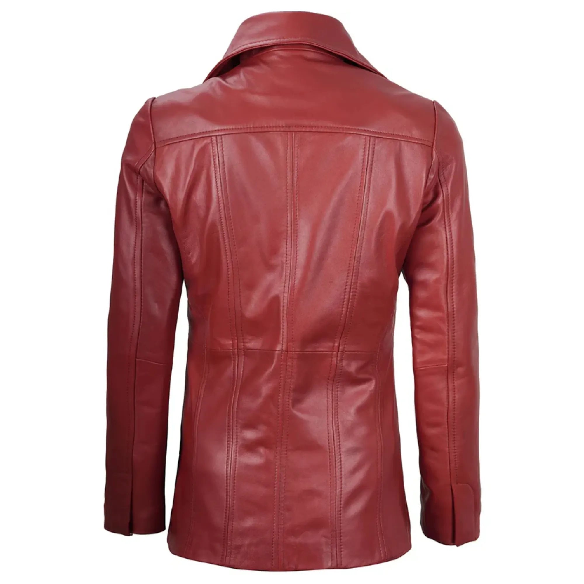 Sowachi Marvelle - Women's Red Three Button Sheepskin Leather Blazer