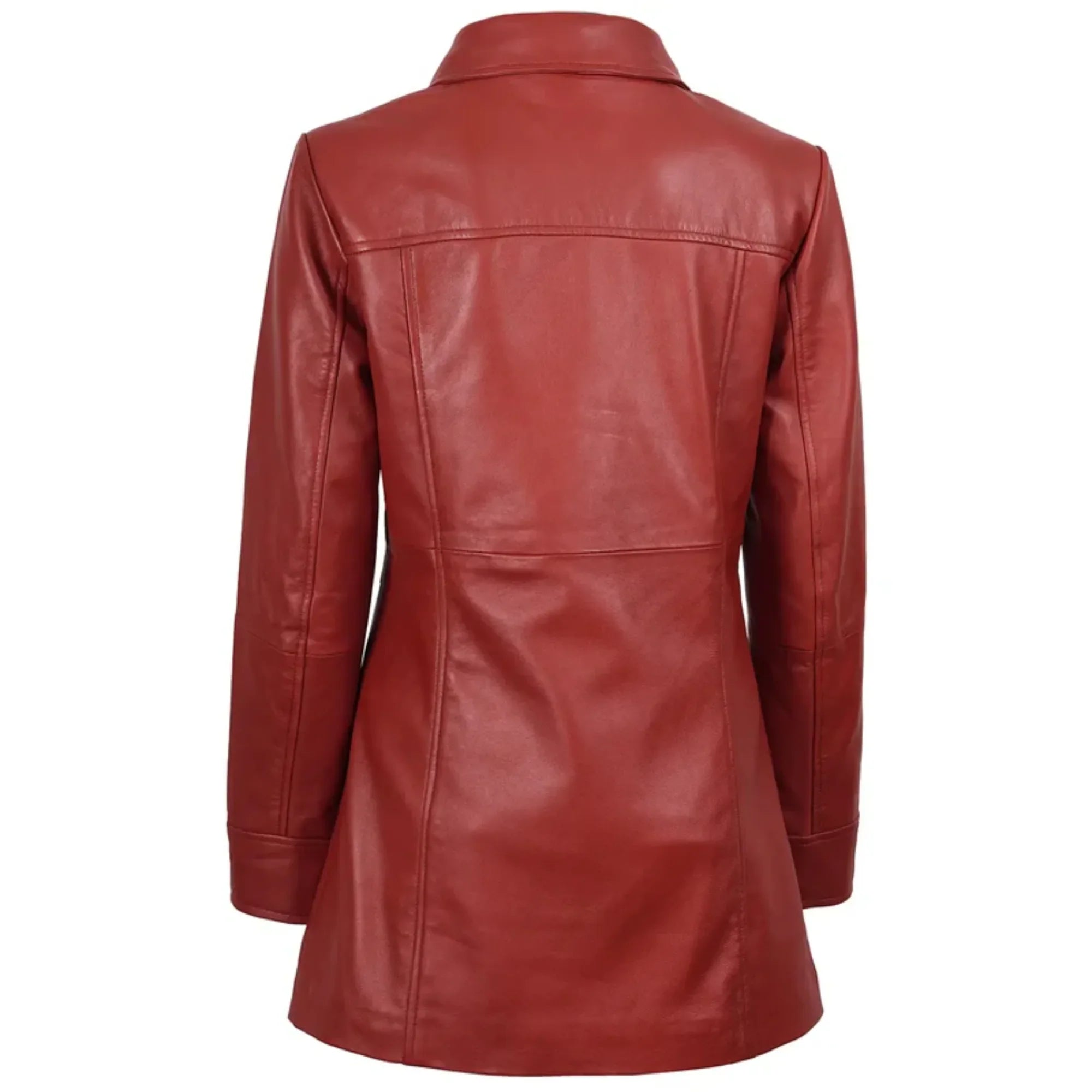 Sowachi Women's Red Real Leather Car Coat