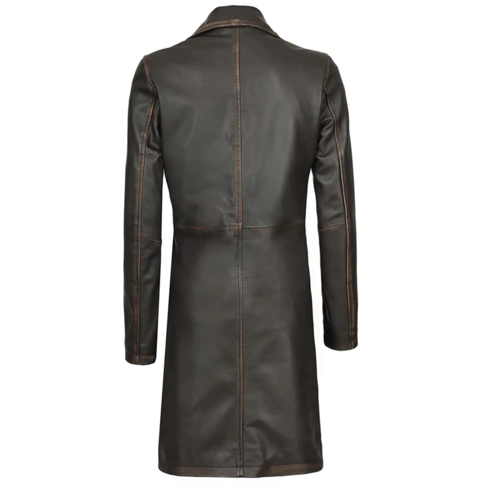 Sowachi Dovelle - Women's Dark Brown Rub-Off Leather Long Coat