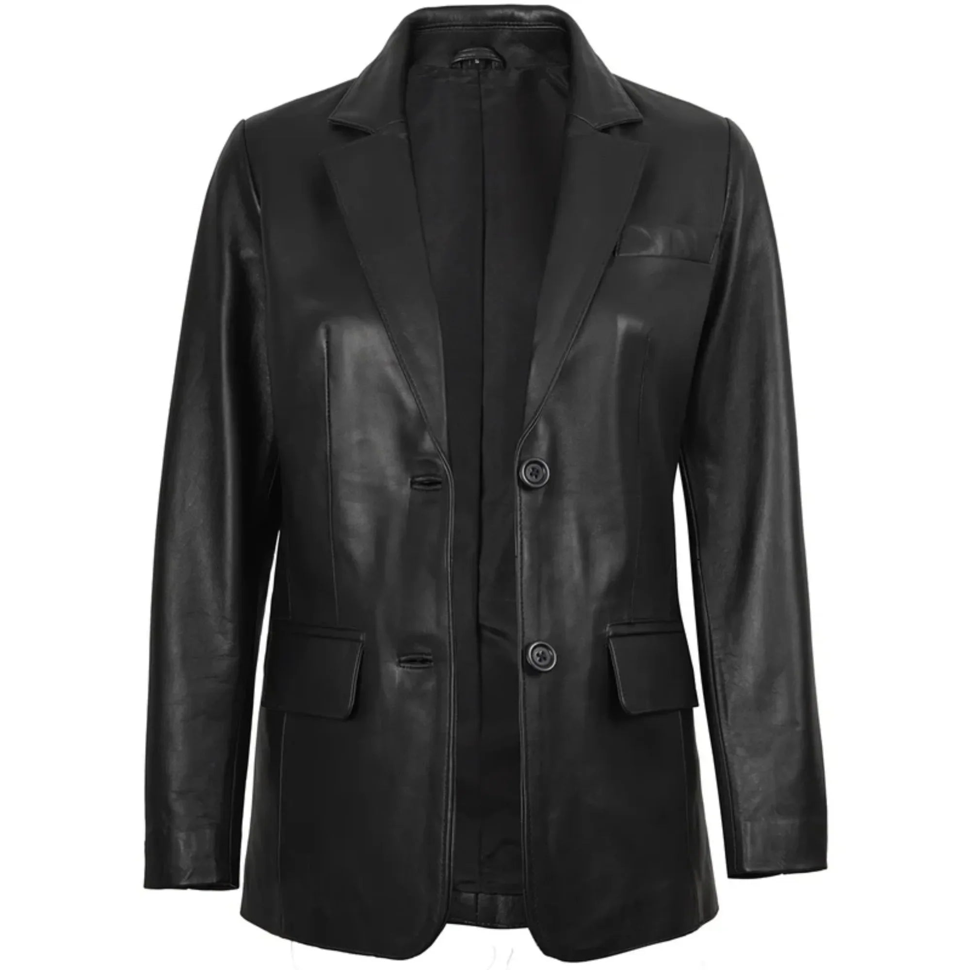 Sowachi Velisse - Women's Black Two Button Leather Blazer