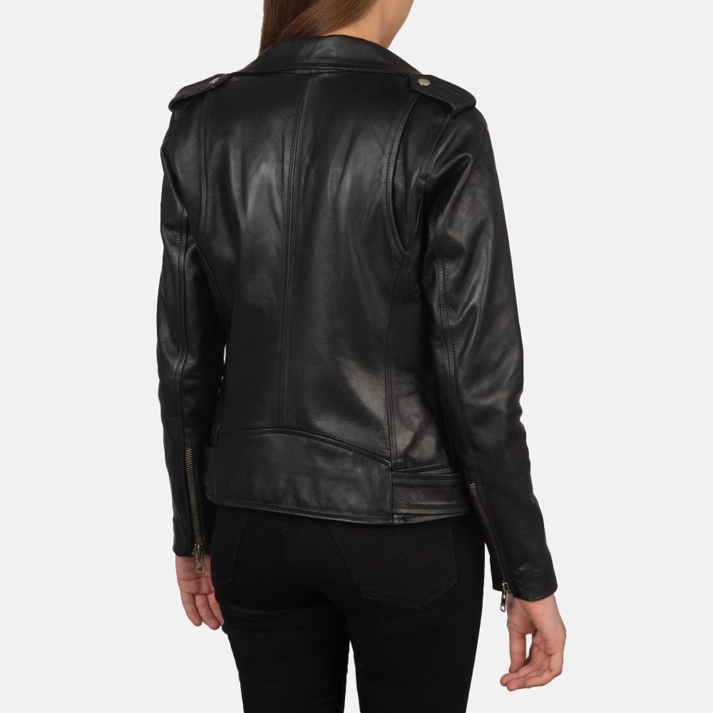 Sowachi Alison Black Leather Biker Jacket