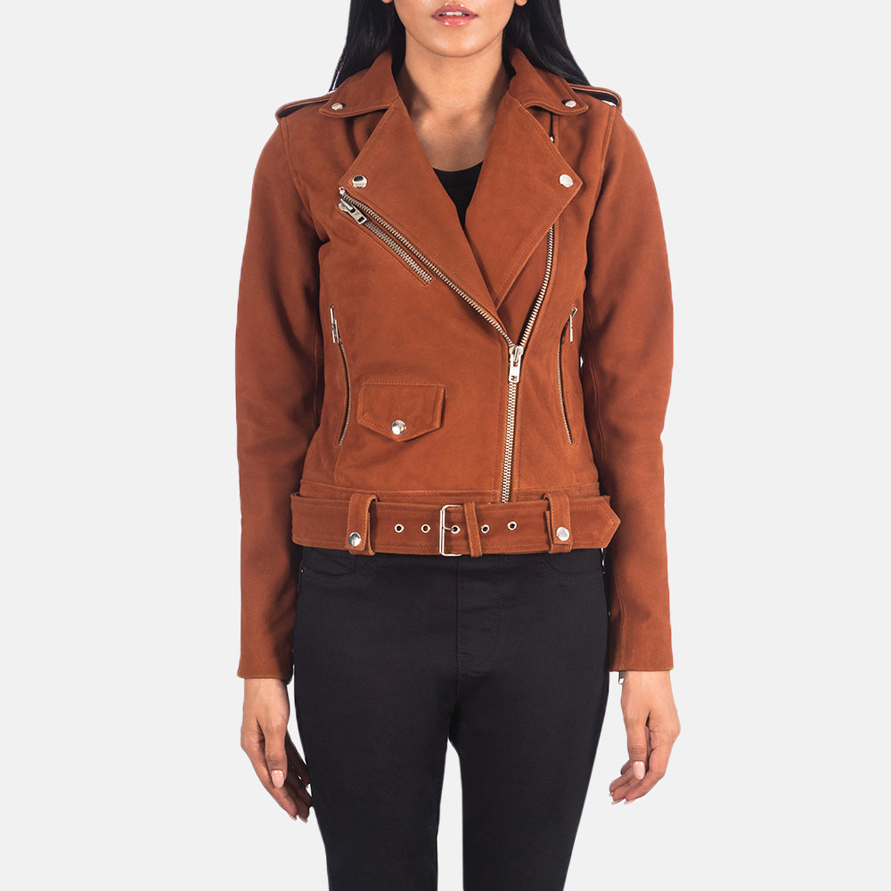 Sowachi Alison Brown Suede Biker Jacket
