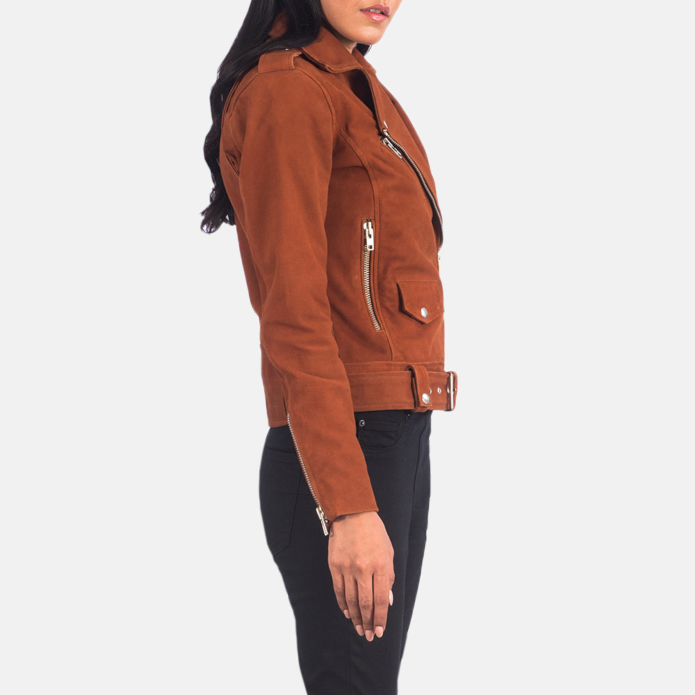 Sowachi Alison Brown Suede Biker Jacket