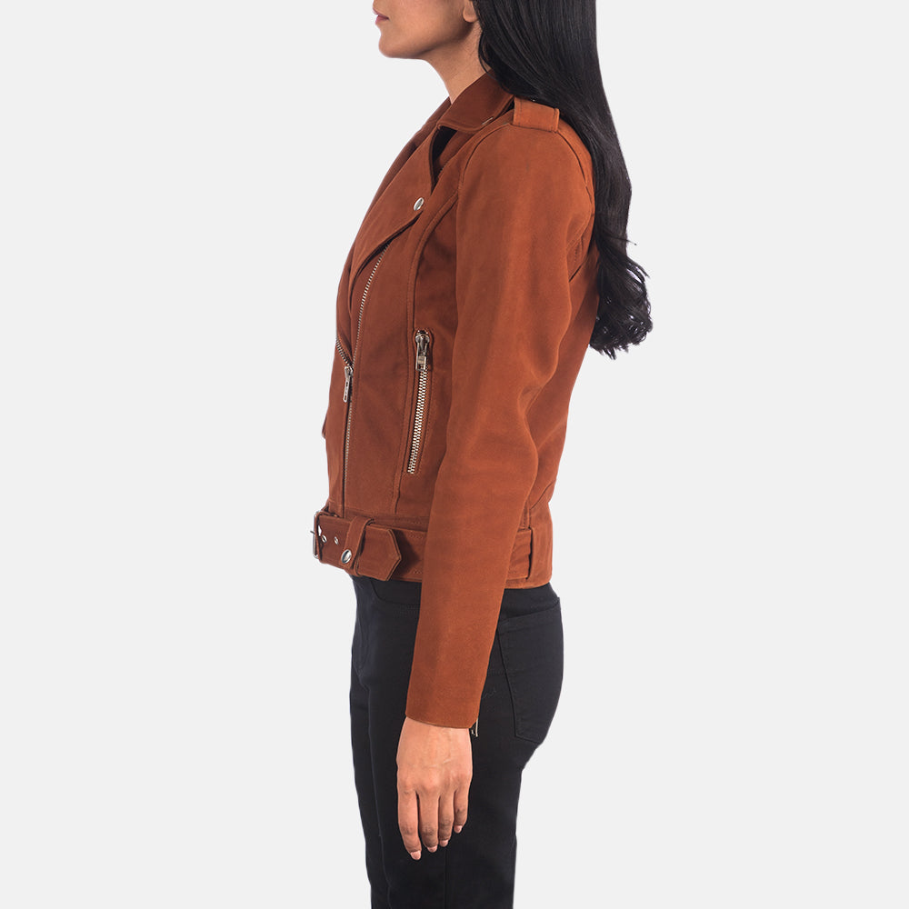 Sowachi Alison Brown Suede Biker Jacket