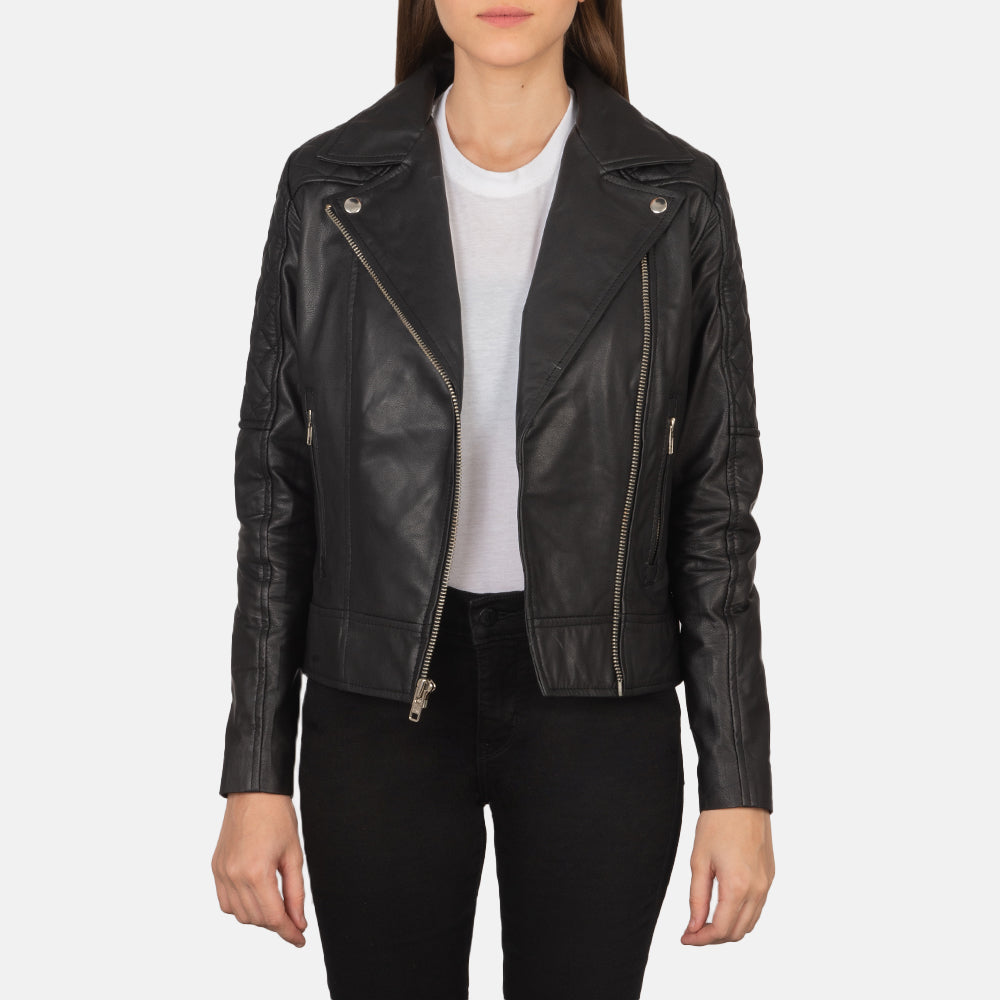 Sowachi Carolyn Quilted Black Biker Jacket