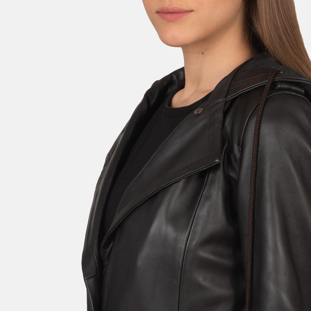 Sowachi Fixon Hooded Brown Trench Coat