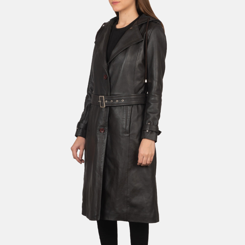 Sowachi Fixon Hooded Brown Trench Coat