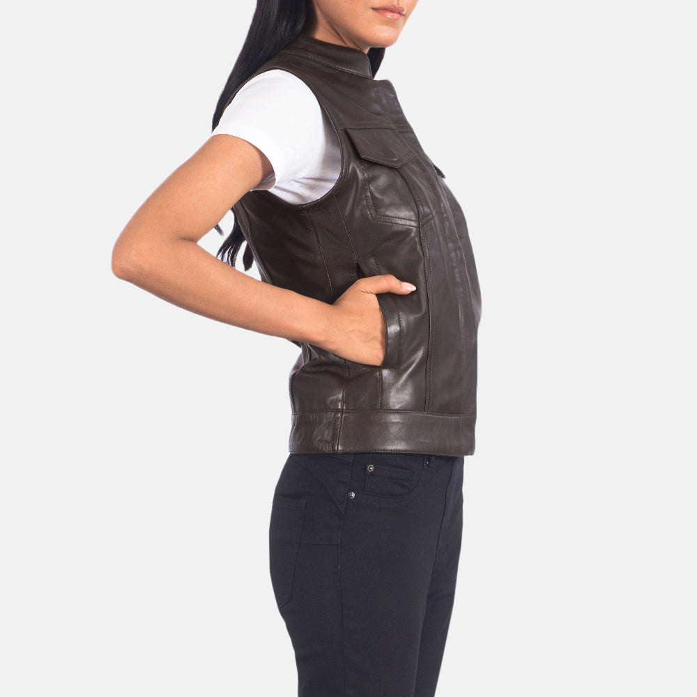 Sowachi Rayne Moto Brown Leather Vest