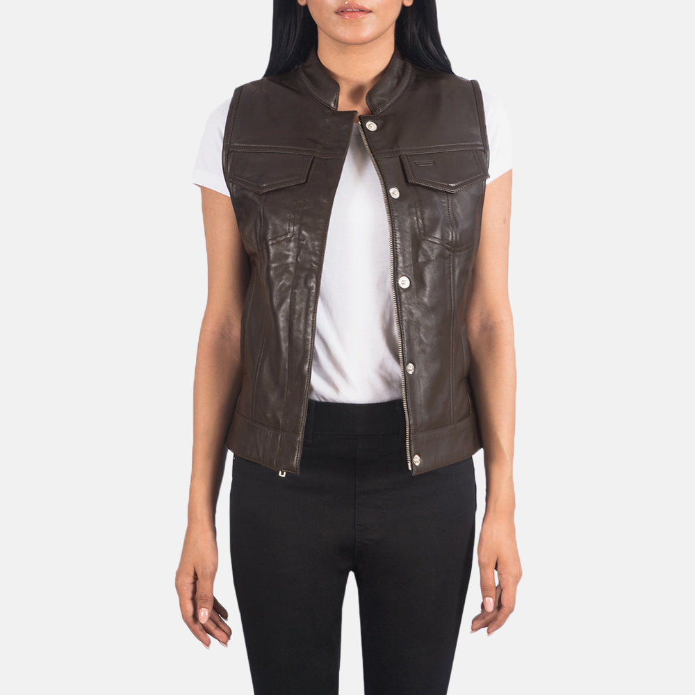 Sowachi Rayne Moto Brown Leather Vest