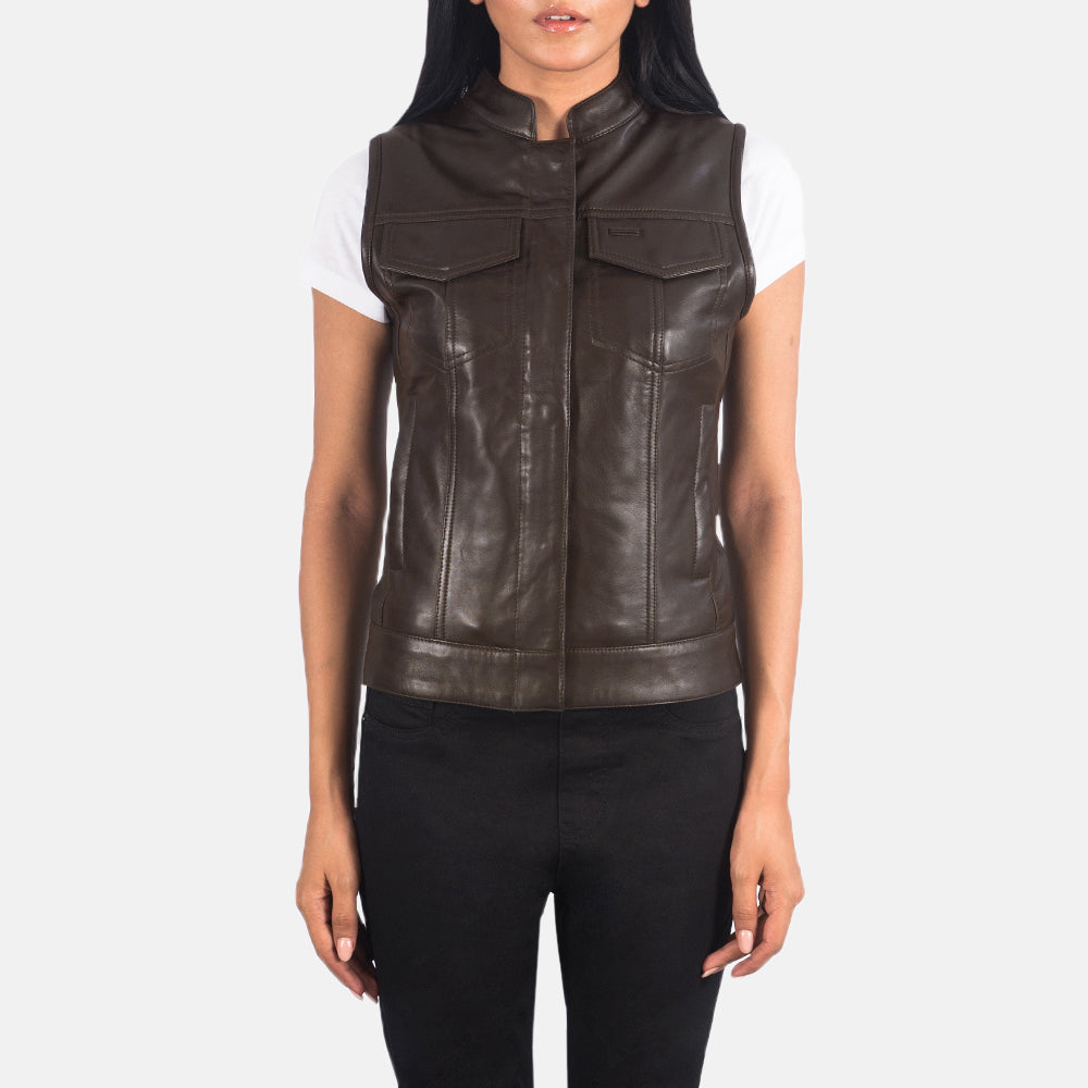 Sowachi Rayne Moto Brown Leather Vest