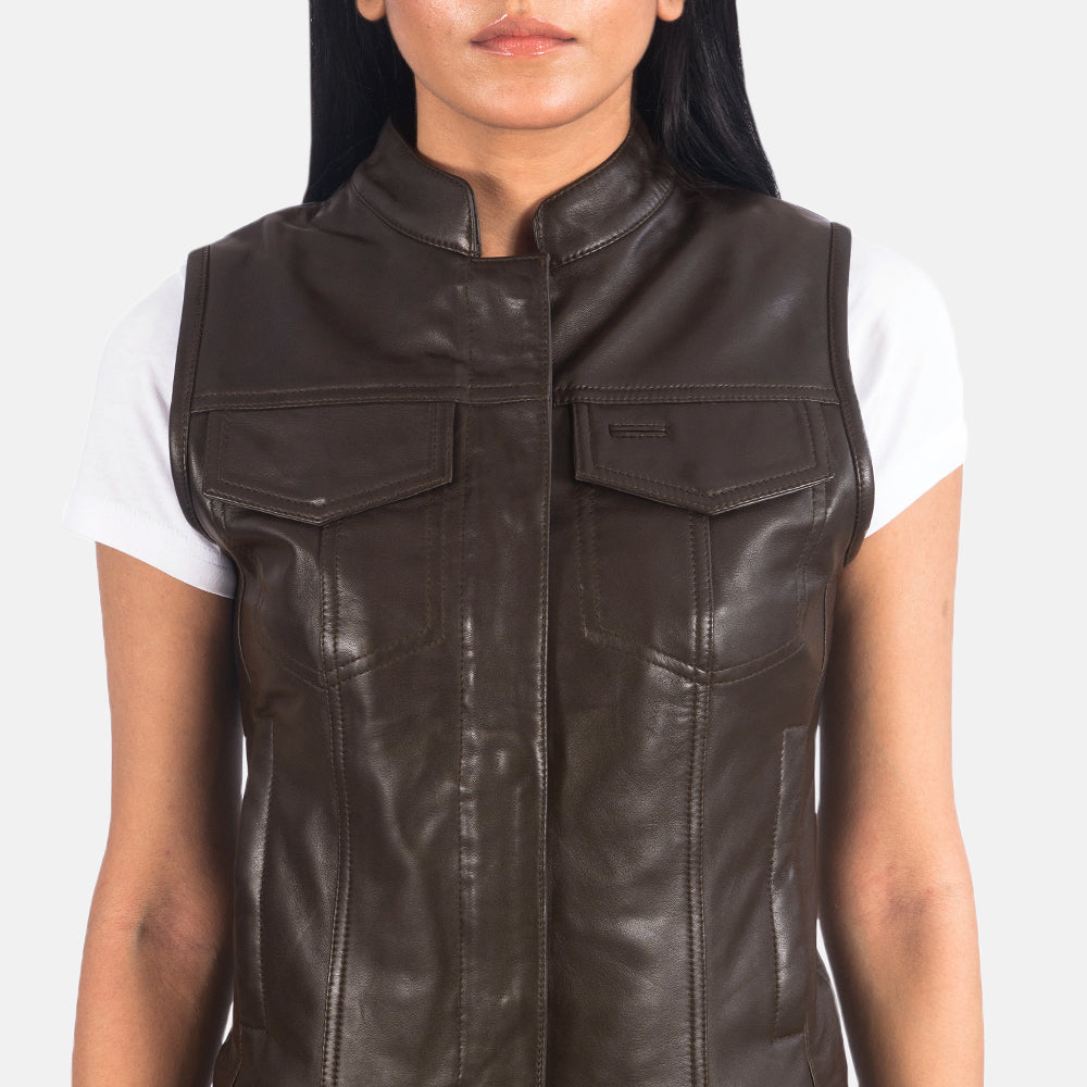 Sowachi Rayne Moto Brown Leather Vest