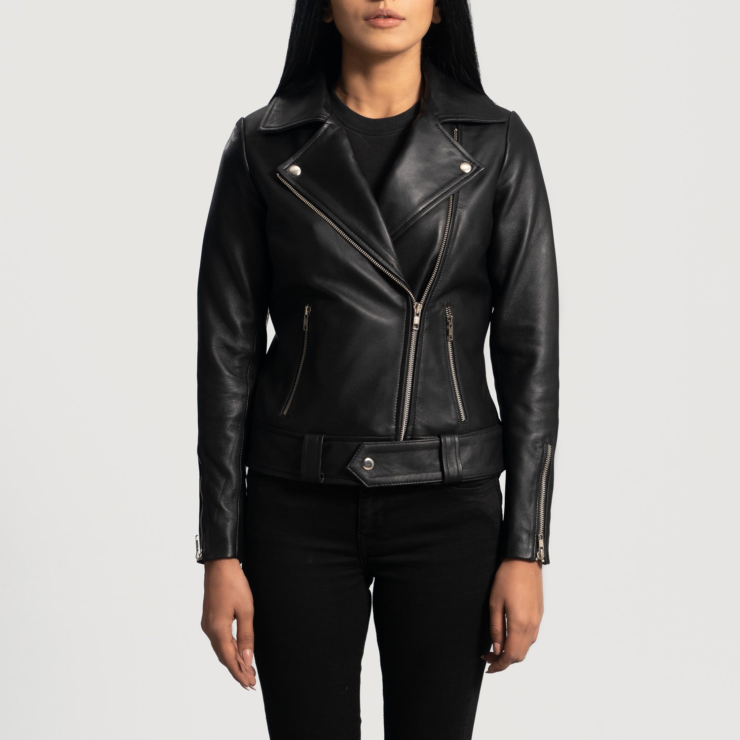 Sowachi Rumy Black Leather Biker Jacket