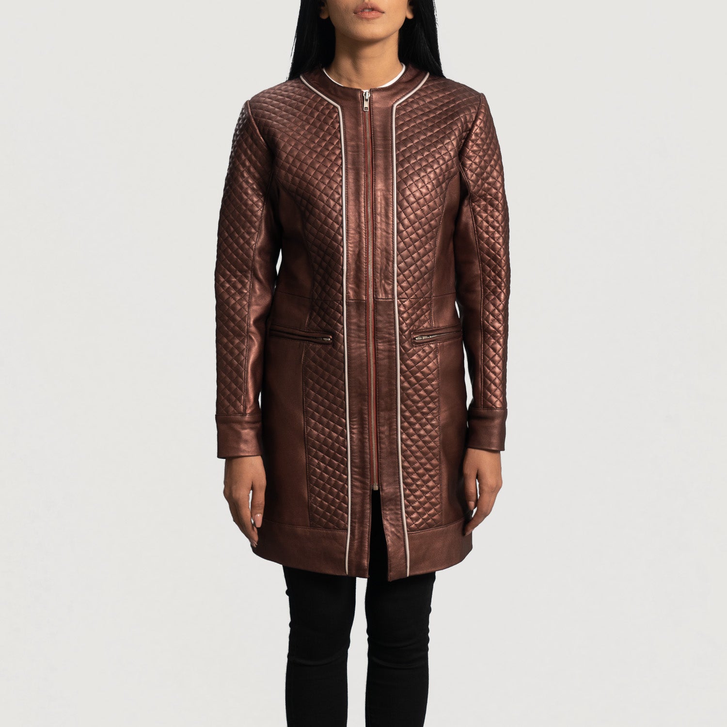 Sowachi Trudy Lane Quilted Maroon Leather Coat