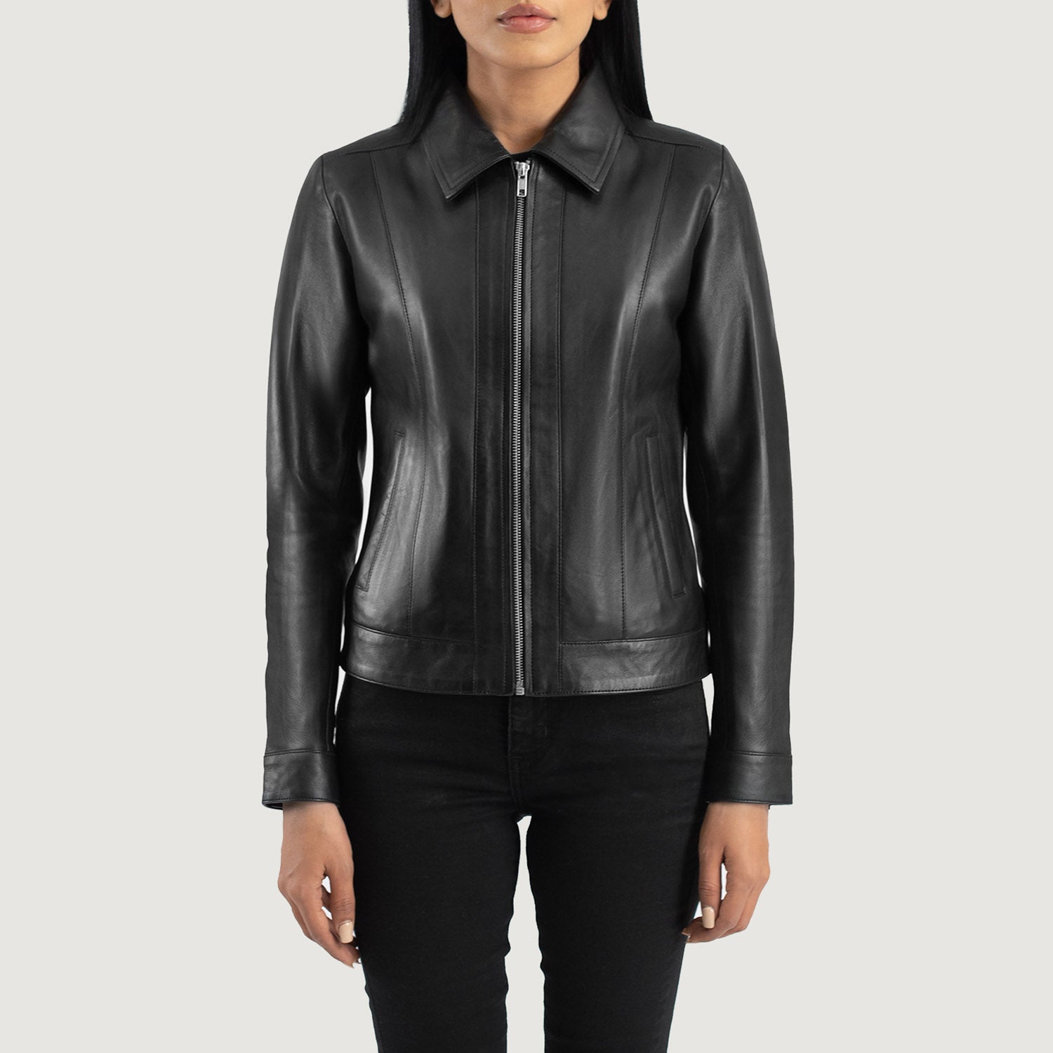 Sowachi Vixen Black Classic Collar Leather Jacket