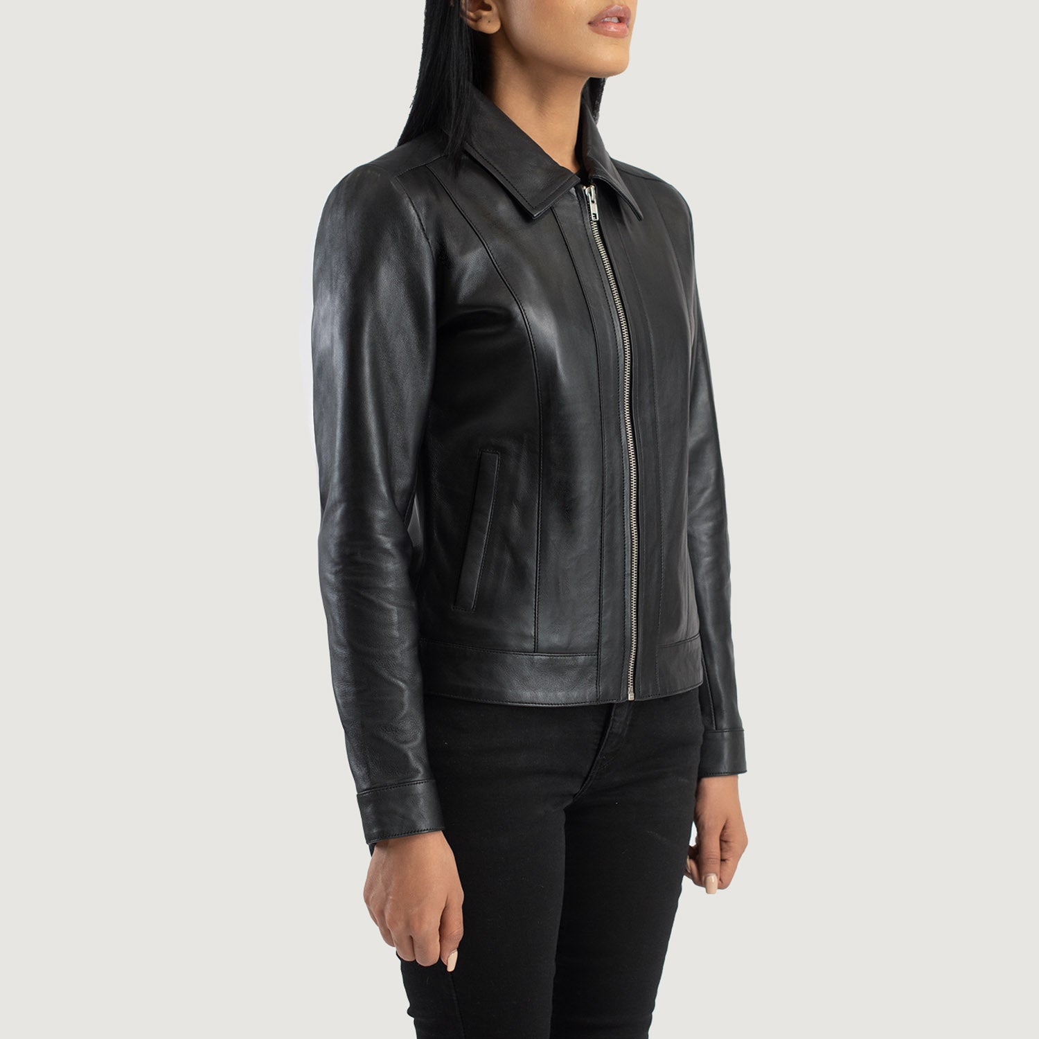 Sowachi Vixen Black Classic Collar Leather Jacket