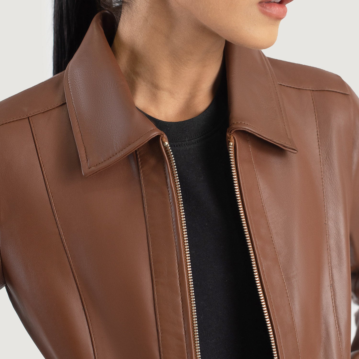 Sowachi Vixen Brown Classic Collar Leather Jacket
