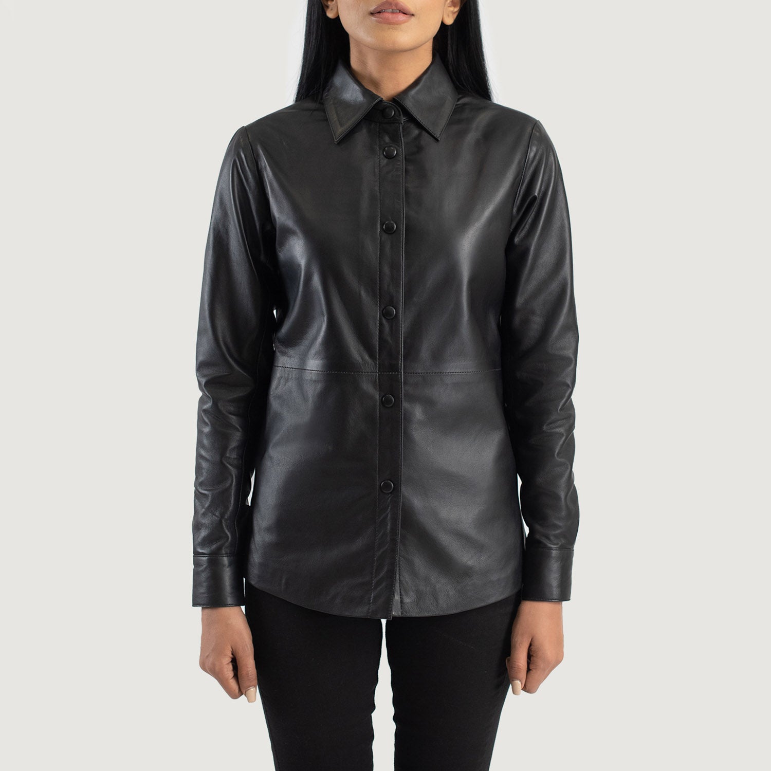 Sowachi Zenith Black Leather Shirt Jacket