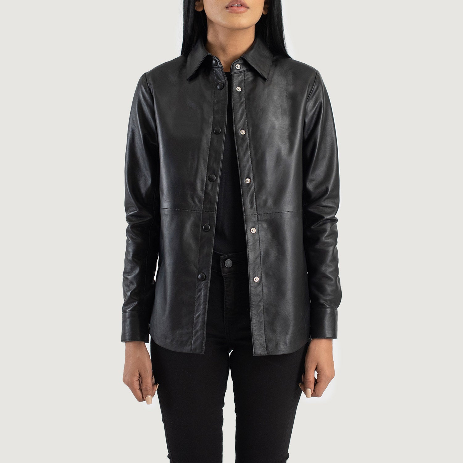 Sowachi Zenith Black Leather Shirt Jacket