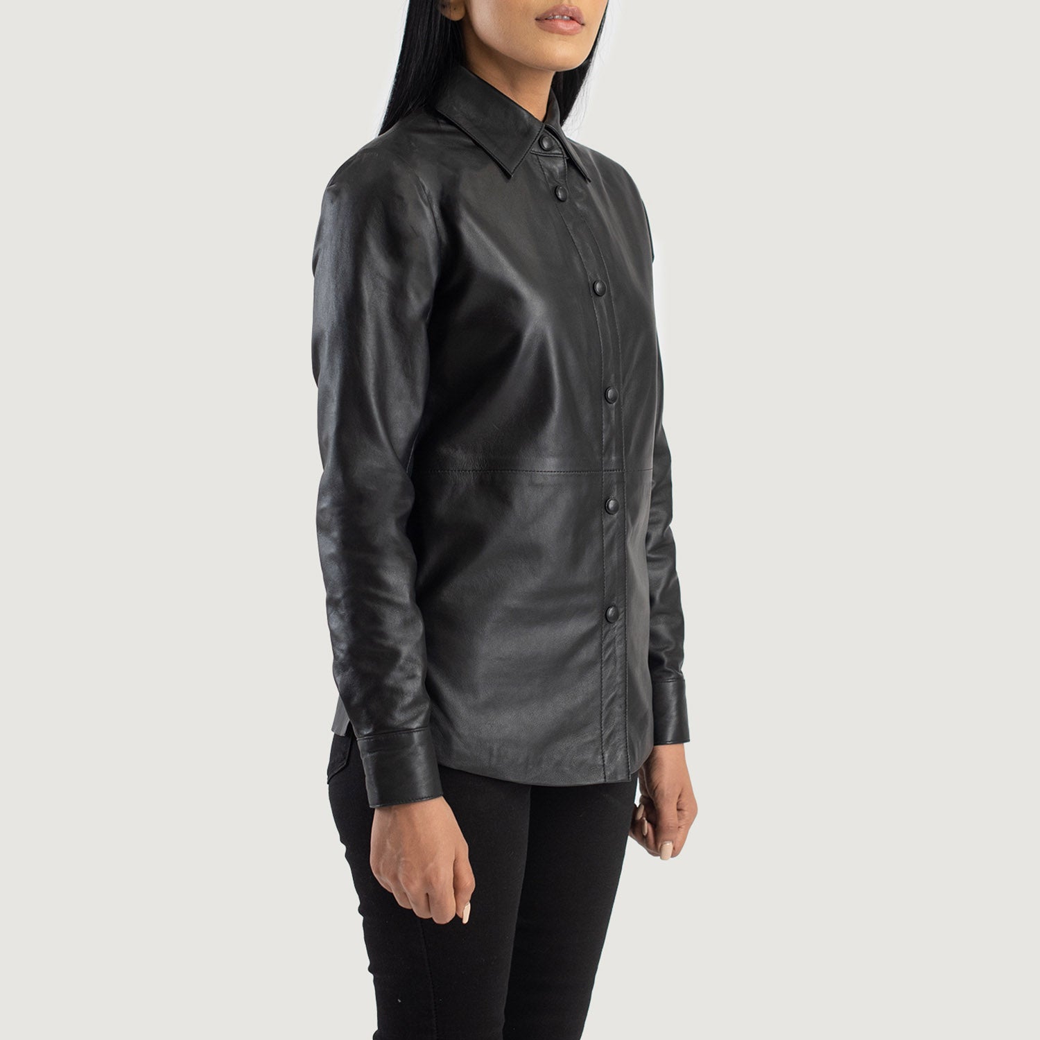 Sowachi Zenith Black Leather Shirt Jacket