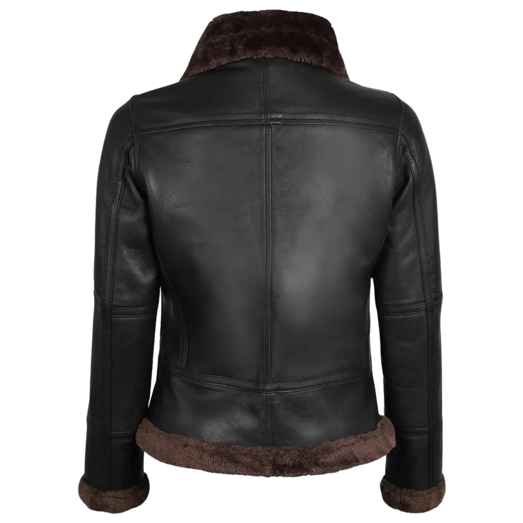 Sowachi Bravelle - Women's Black Leather Shearling Bomber Jacket