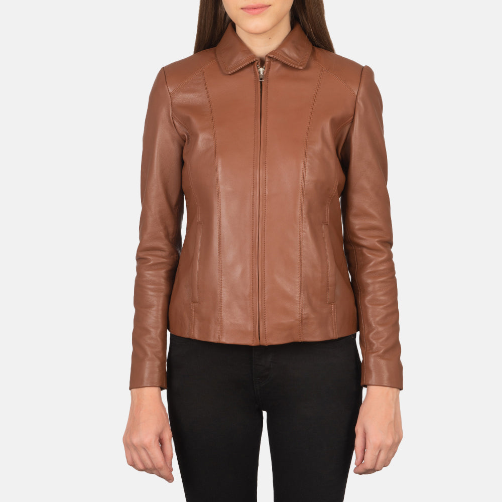 Sowachi Colette Brown Leather Jacket